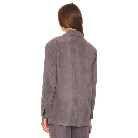 AllSaints Ellie Blazer Grey Matte Sateen Preppy Oversized Double Breasted 10 - Picture 7 of 7